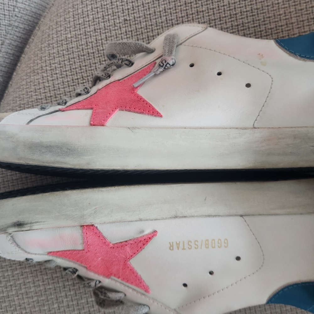 Golden Goose White and Teal Sneakers - Picture 4 of 4